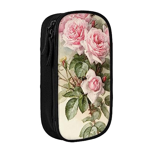 OPSREY Rosa Vintage Rose gedruckt Große Kapazität Federmäppchen Bleistift Tasche Tragbare Schreibwaren Tasche Multifunktions Organizer von OPSREY