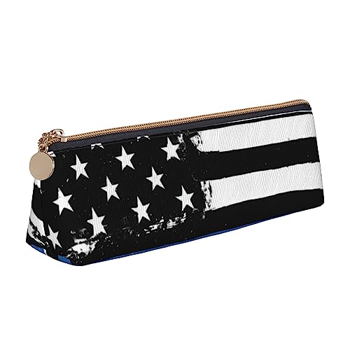 OPSREY Schädel Gedruckt Dreieckige Bleistift Fall Schreibwaren Organizer Tragbare Bleistift Fall, Retro Blue Thin Line USA-Flagge, Einheitsgröße, Münzbeutel von OPSREY