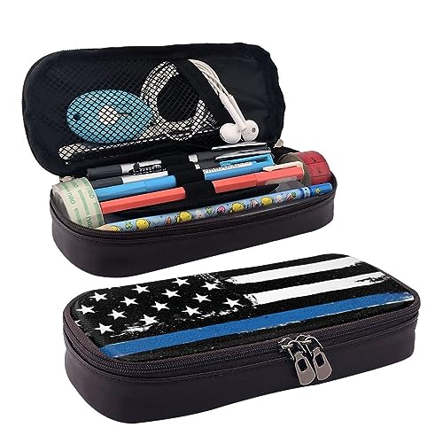 OPSREY Schuhe und Make-up bedruckte große Kapazität Federmäppchen Schreibwaren Fall Portable Organizer, Retro Blue Thin Line USA-Flagge, Einheitsgröße, Münzbeutel von OPSREY