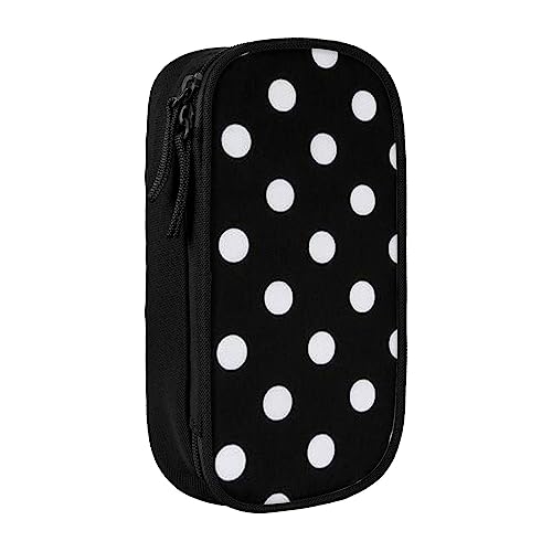 OPSREY Schwarz & Weiß Big Dot gedruckt Große Kapazität Bleistift Fall Bleistift Beutel Tragbare Schreibwaren Tasche Multifunktions Organizer von OPSREY