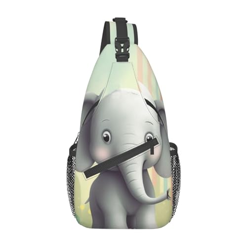 OPSREY See mit Booten Kanus Park Bedruckte Brust Messenger Bag Umhängetasche Sling Bag, Schöner Elefant, Einheitsgröße von OPSREY