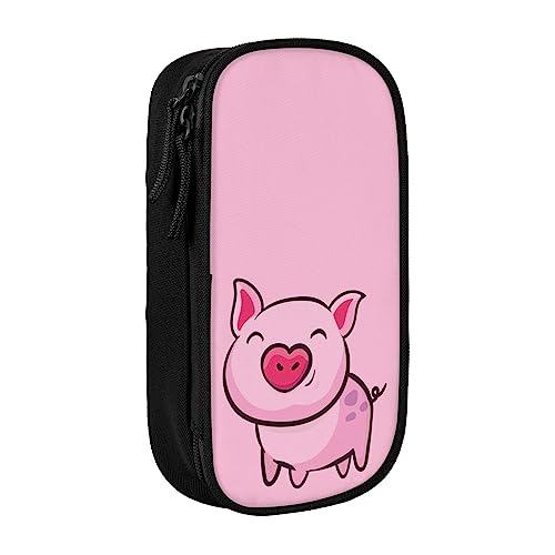 OPSREY Smile Pink Pig Printed Large capacity pencil case, pencil pouch, portable stationery bag, multifunctional organizer von OPSREY