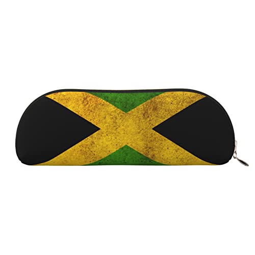 OPSREY Stifteetui aus Leder mit alter jamaikanischer Flagge, tragbar, halbrund, Reißverschluss, Alte jamaikanische Flagge, Einheitsgröße, Münzbeutel von OPSREY