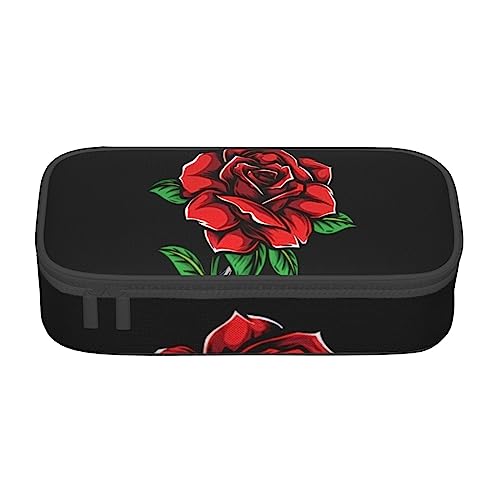 OPSREY Süßes Eis gedruckt Große Kapazität Bleistift Fall Schreibwaren Organizer Tragbare Bleistift Fall, Totenkopf Rose, Einheitsgröße, Münzbeutel von OPSREY