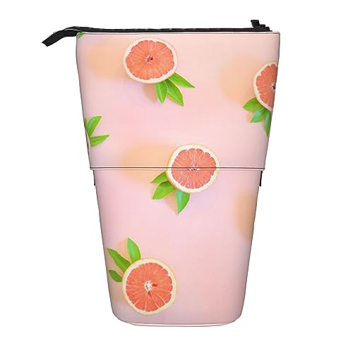 OPSREY Teleskop Federmäppchen Bleistift Tasche Stehen Sie Auf Nette Grapefruit Druck Bleistift Halter Stift Beutel Kosmetik Tasche Mit Reißverschluss Für Männer Frauen, Schwarz , Einheitsgröße von OPSREY