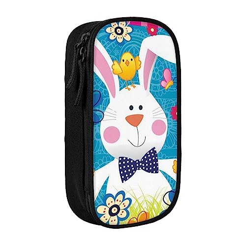 OPSREY Trendy Wolf Gedruckt Doppel Bleistift Beutel Große Kapazität Reißverschluss Schreibwaren Fall Tragbare Bleistift Fall, Frühling Happy Easter Holiday, Einheitsgröße, Münzbeutel von OPSREY