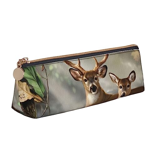 OPSREY Weihnachten Magie Gedruckt Dreieck Bleistift Beutel Reißverschluss Bleistift Tasche Schreibwaren Fall Tragbare Veranstalter, Camouflage Hirsch, Einheitsgröße, Münzbeutel von OPSREY