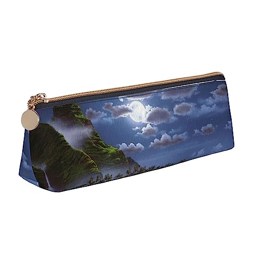 Ocean Night Wal Print Leder Bleistift Fall Stift Tasche Dreieck Tragbare Bleistift Tasche Mit Reißverschluss Für Büro, weiß, Einheitsgröße von OPSREY