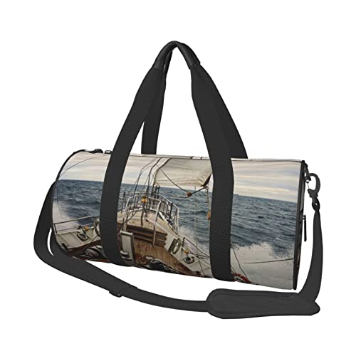 Ozean Segelboot Druck Seesack Übernachtung Tasche Große Kapazität Faltbare Unisex Turnbeutel Für Reisen Outdoor, Schwarz, Einheitsgröße, Schwarz , Einheitsgröße von OPSREY