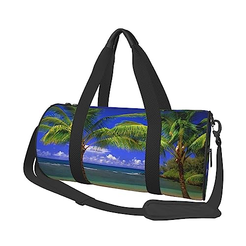 Ozean Tropische Pflanzen Drucken Seesack Übernachtung Tasche Große Kapazität Faltbare Unisex Turnbeutel Für Reisen Outdoor, Schwarz, Einheitsgröße, Schwarz , Einheitsgröße von OPSREY