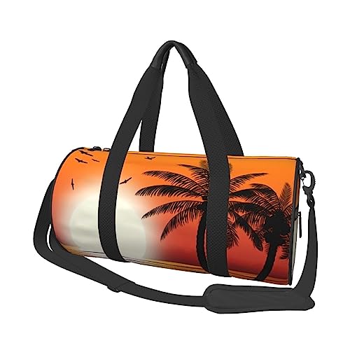 Palm Tree On Beach Print Seesack Übernachtung Tasche Große Kapazität Faltbare Unisex Turnbeutel Für Reisen Outdoor, Schwarz, Einheitsgröße, Schwarz , Einheitsgröße von OPSREY