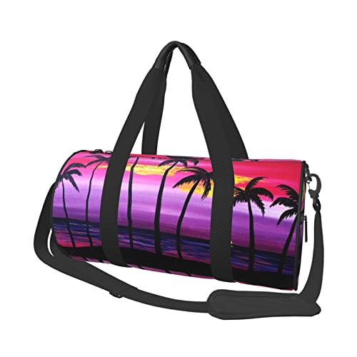 Palm Tree Sunset Design Print Duffel Bag Übernachtung Tasche Große Kapazität Faltbare Unisex Turnbeutel für Reisen Outdoor, Schwarz, Einheitsgröße, Schwarz , Einheitsgröße von OPSREY