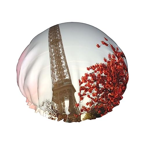 Paris City Tree Eiffelturm Kunstdruck Frauen Duschhaube Badekappe Wasserdicht Wiederverwendbar Mit Gummiband Für Alle Haarschutz Duschhut von OPSREY