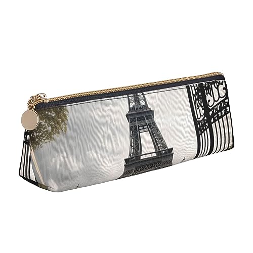 Paris Eiffelturm Druck Leder Bleistift Fall Stift Tasche Dreieck Tragbare Bleistift Tasche Mit Reißverschluss Für Büro, weiß, Einheitsgröße von OPSREY