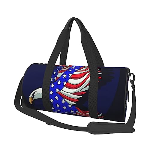 Patriotischer Adler Print Seesack Übernachtung Tasche Große Kapazität Faltbare Unisex Turnbeutel Für Reisen Outdoor, Schwarz, Einheitsgröße, Schwarz , Einheitsgröße von OPSREY