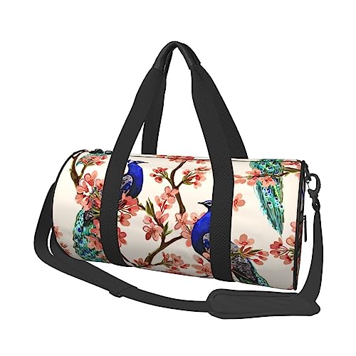 Peacock Print Seesack Übernachtung Tasche Große Kapazität Faltbare Unisex Turnbeutel Für Reisen Outdoor, Schwarz, Einheitsgröße, Schwarz , Einheitsgröße von OPSREY