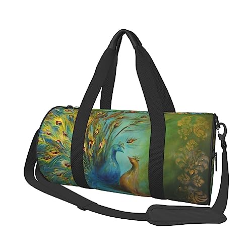 Peacocks Feather Print Duffel Bag Übernachtung Tasche Große Kapazität Faltbare Unisex Turnbeutel Für Reisen Outdoor, Schwarz, Einheitsgröße, Schwarz , Einheitsgröße von OPSREY