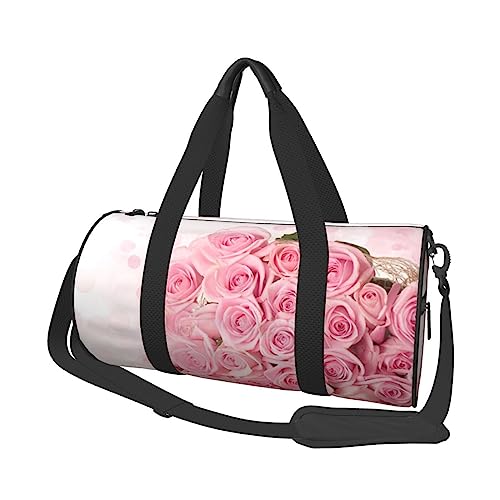Pink Rose Print Duffel Bag Overnight Bag Große Kapazität Faltbare Unisex Turnbeutel für Reisen Outdoor, Schwarz, Einheitsgröße, Schwarz , Einheitsgröße von OPSREY