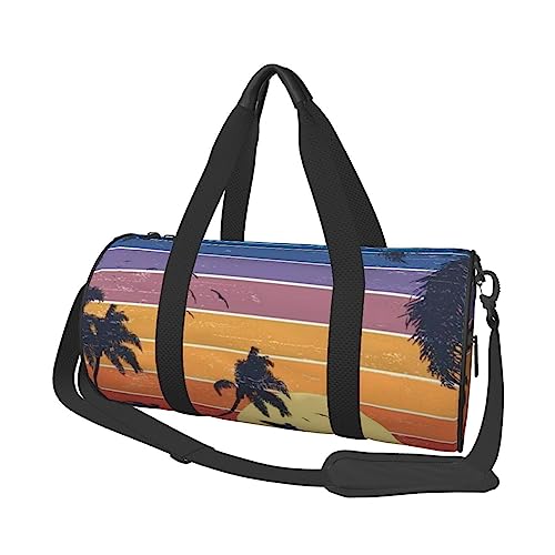 Plam Tree Print Seesack Übernachtungstasche Große Kapazität Faltbare Unisex Turnbeutel für Reisen im Freien, Schwarz, Einheitsgröße, Schwarz , Einheitsgröße von OPSREY