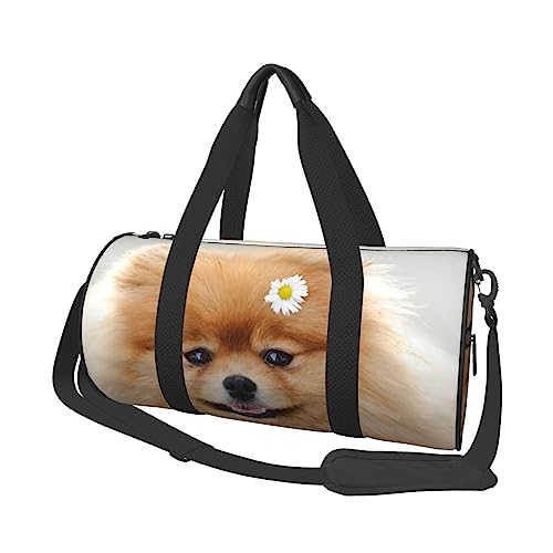 Pomeranian Dog Print Duffel Bag Übernachtung Tasche Große Kapazität Faltbare Unisex Turnbeutel für Reisen Outdoor, Schwarz, Einheitsgröße, Schwarz , Einheitsgröße von OPSREY