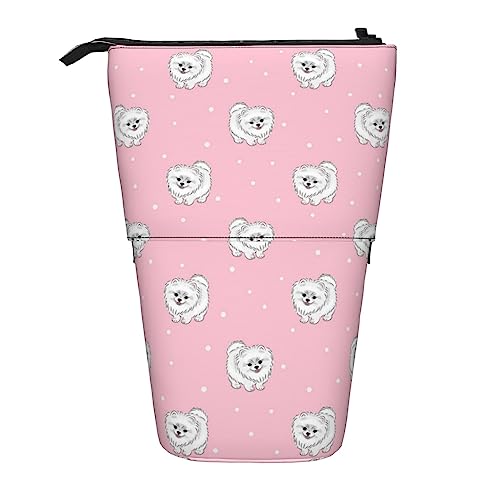 Pomeranians Welpen Und Punkt Drucken Teleskop Bleistift Fall Stift Tasche Stehen Stifthalter Organizer Taschen Mit Reißverschluss Für Büro, Schwarz , Einheitsgröße von OPSREY