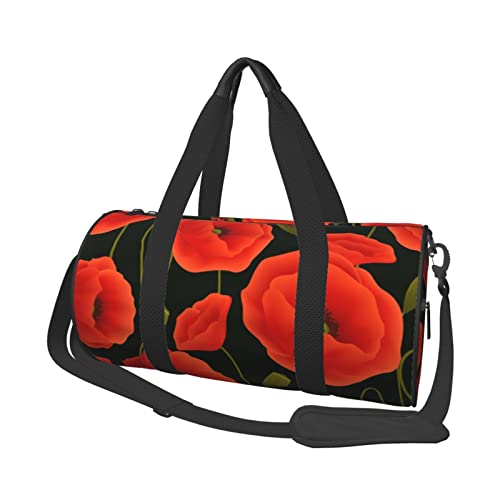 Poppy Flowers Print Duffel Bag Übernachtung Tasche Große Kapazität Faltbare Unisex Turnbeutel Für Reisen Outdoor, Schwarz, Einheitsgröße, Schwarz , Einheitsgröße von OPSREY