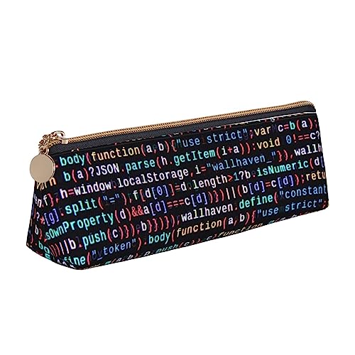 Programmierer Programmierung Code Drucken Leder Bleistift Fall Stift Tasche Dreieck Tragbare Bleistift Tasche Mit Reißverschluss Für Büro, weiß, Einheitsgröße von OPSREY