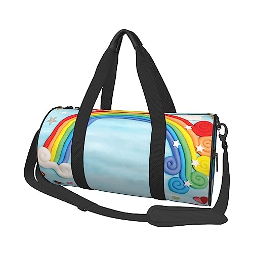 Rainbow Star Love Heart Print Duffel Bag Overnight Bag Große Kapazität Faltbare Unisex Turnbeutel für Reisen Outdoor, Schwarz, Einheitsgröße, Schwarz , Einheitsgröße von OPSREY