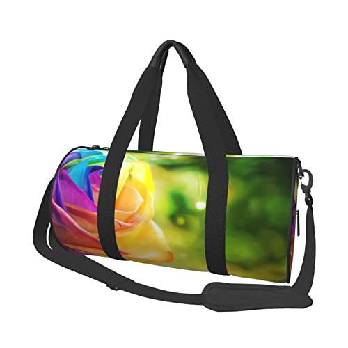 Regenbogen Rose Print Duffel Bag Übernachtung Tasche Große Kapazität Faltbare Unisex Turnbeutel für Reisen Outdoor, Schwarz, Einheitsgröße, Schwarz , Einheitsgröße von OPSREY