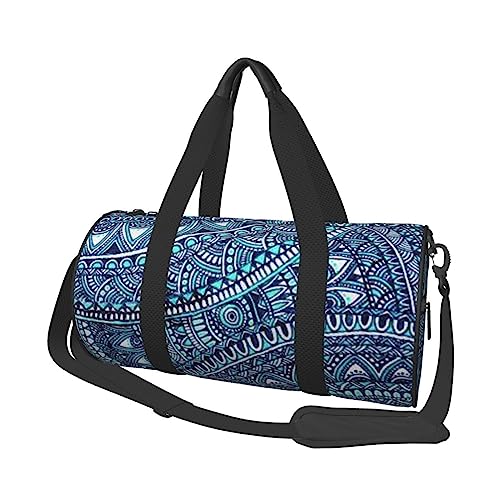 Retro Blau Blumen Drucken Duffel Bag Übernachtung Tasche Große Kapazität Faltbare Unisex Turnbeutel Für Reisen Outdoor, Schwarz, Einheitsgröße, Schwarz , Einheitsgröße von OPSREY