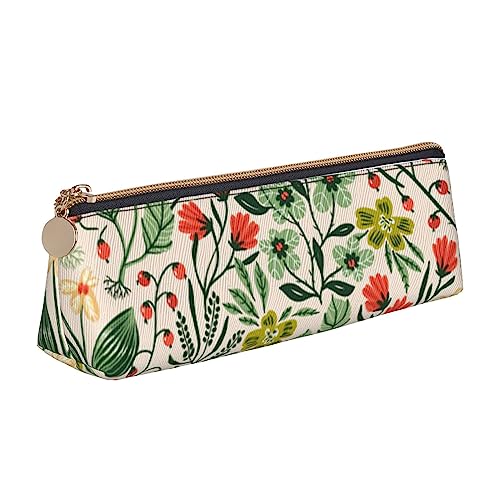 Roadside Rose Print Leder Bleistift Fall Stift Beutel Dreieck Tragbare Bleistift Tasche Mit Reißverschluss Für Büro, weiß, Einheitsgröße von OPSREY