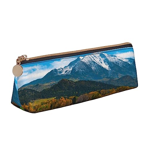 Roaring Fork Valley Map Print Leder Bleistift Fall Stift Tasche Dreieck Tragbare Bleistift Tasche Mit Reißverschluss Für Büro, weiß, Einheitsgröße von OPSREY