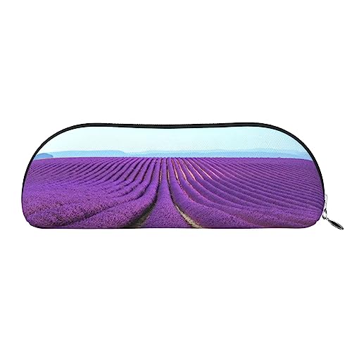 Romantische Lavendel Drucken Bleistift Fall Stift Tasche Leder Wasserdicht Reißverschluss Bleistift Tasche Für Büro Reisen, silber, Einheitsgröße, Halbrund von OPSREY