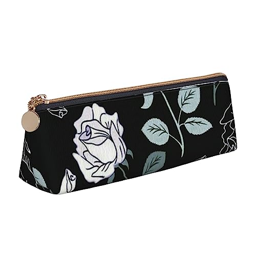 Rose Gothic Print Leder Bleistift Fall Stift Beutel Dreieck Tragbare Bleistift Tasche Mit Reißverschluss Für Büro, weiß, Einheitsgröße von OPSREY