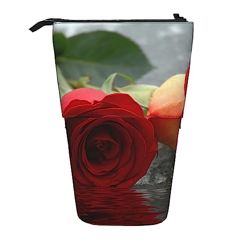 Roses On The Water Print Teleskop Bleistift Fall Stift Tasche Stehender Stifthalter Organizer Taschen Mit Reißverschluss Für Büro, Schwarz , Einheitsgröße von OPSREY