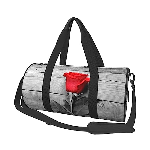 Rote Rose Print Seesack Übernachtung Tasche Große Kapazität Faltbare Unisex Turnbeutel für Reisen Outdoor, Schwarz, Einheitsgröße, Schwarz , Einheitsgröße von OPSREY