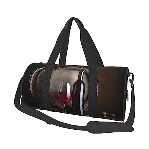 Rotweinflasche Glas Druck Seesack Übernachtung Tasche Große Kapazität Faltbare Unisex Turnbeutel Für Reisen Outdoor, Schwarz, Einheitsgröße, Schwarz , Einheitsgröße von OPSREY