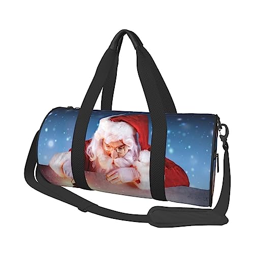 Santa Claus Print Duffel Bag Übernachtung Tasche Große Kapazität Faltbare Unisex Turnbeutel Für Reisen Outdoor, Schwarz, Einheitsgröße, Schwarz , Einheitsgröße von OPSREY