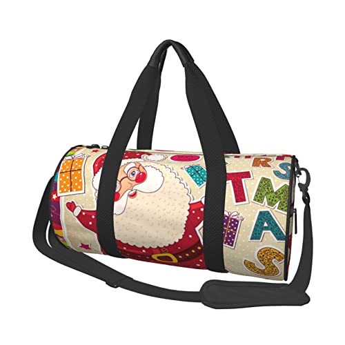 Santa Claus Print Duffel Bag Übernachtung Tasche Große Kapazität Faltbare Unisex Turnbeutel Für Reisen Outdoor, Schwarz, Einheitsgröße, Schwarz , Einheitsgröße von OPSREY