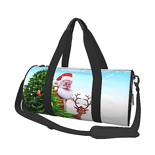 Santa Claus Rentier Print Duffel Bag Übernachtung Tasche Große Kapazität Faltbare Unisex Turnbeutel Für Reisen Outdoor, Schwarz, Einheitsgröße, Schwarz , Einheitsgröße von OPSREY