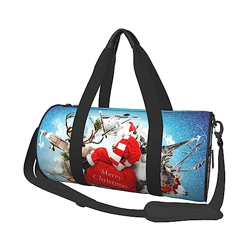 Santa Clause Print Duffel Bag Übernachtung Tasche Große Kapazität Faltbare Unisex Turnbeutel Für Reisen Outdoor, Schwarz, Einheitsgröße, Schwarz , Einheitsgröße von OPSREY