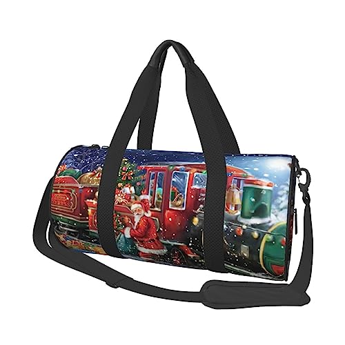 Santa North Pole Zug Print Duffel Bag Übernachtung Tasche Große Kapazität Faltbare Unisex Turnbeutel Für Reisen Outdoor, Schwarz, Einheitsgröße, Schwarz , Einheitsgröße von OPSREY