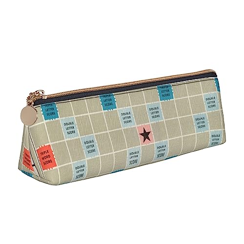 Scrabble Board Print Leder Bleistift Fall Stift Beutel Dreieck Tragbare Bleistift Tasche Mit Reißverschluss Für Büro, weiß, Einheitsgröße von OPSREY