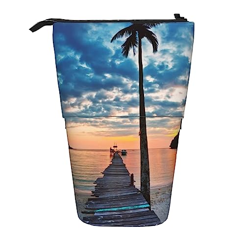 Sea At Sunset Print Teleskop Bleistift Fall Stift Tasche Stehender Stifthalter Organizer Taschen Mit Reißverschluss Für Büro, Schwarz , Einheitsgröße von OPSREY