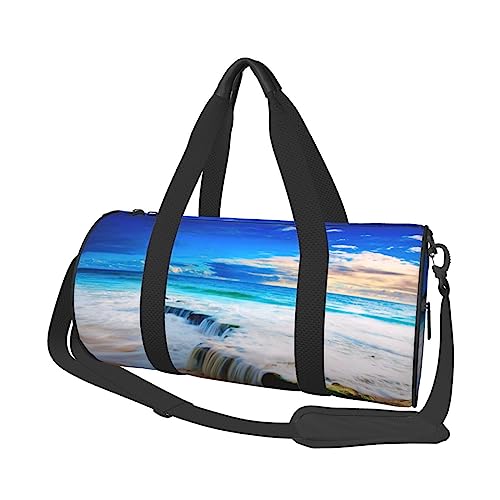 Sea Wave Landschaftsdruck Seesack Übernachtung Tasche Große Kapazität Faltbare Unisex Turnbeutel Für Reisen Outdoor, Schwarz, Einheitsgröße, Schwarz , Einheitsgröße von OPSREY