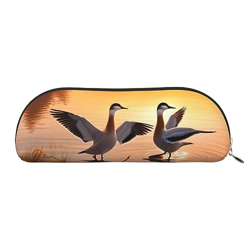 Seemöwen am See im Sonnenuntergang Drucken Bleistift Fall Stift Tasche Leder Wasserdicht Reißverschluss Bleistift Tasche Für Büro Reisen, gold, Einheitsgröße, Halbrund von OPSREY