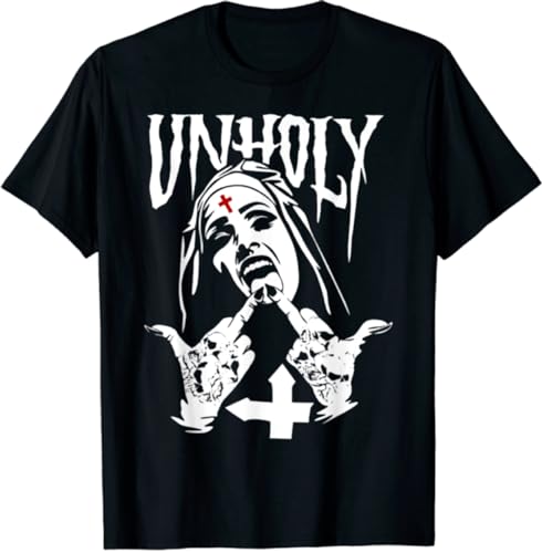 New Limited Satanic Nun Tattoos Unholy T Shirt BlackMedium von Opte