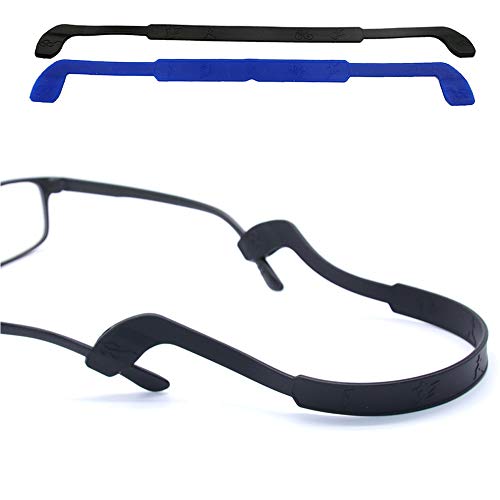 OPUGIT Brillenband, rutschfest, Silikon, Brillen-Halter, Sport, elastisch, weich, für Damen und Herren, 2 Stück, schwarz / blau, One size von OPUGIT