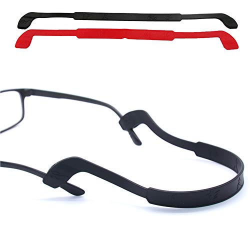 OPUGIT Brille Strap Brillenband Antirutsch Silikon Brille Strap Brille Retainers Sport Elastic Soft Sonnenbrille Kordelhalter für Männer Frauen 2PCS,Schwarz Rot von OPUGIT