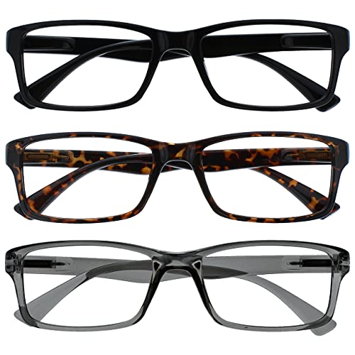 The Reading Glasses Company Die Lesebrille Unternehmen 3er-Pack Leser Schwarz Braun Grau Herren Damen Lesehilfe RRR92-127 +2,00 von OPULIZE